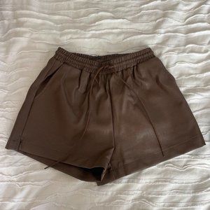 Brown Vegan Leather Shorts